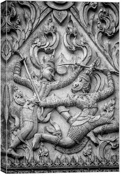 Phetchaburi Temple Stone Carving Canvas Print by Antony McAulay