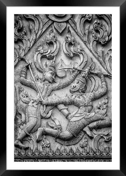 Phetchaburi Temple Stone Carving Framed Mounted Print by Antony McAulay