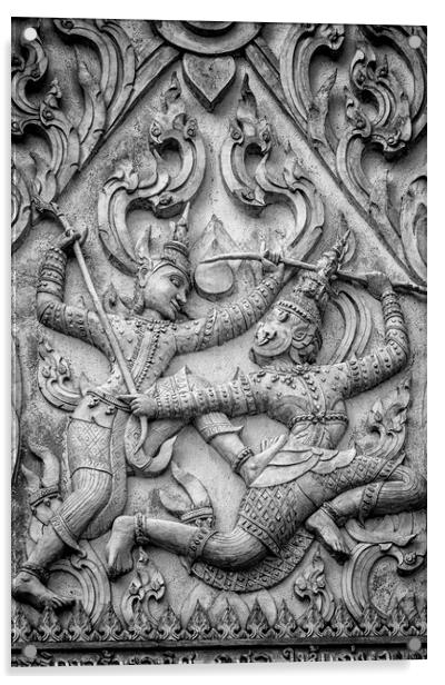 Phetchaburi Temple Stone Carving Acrylic by Antony McAulay