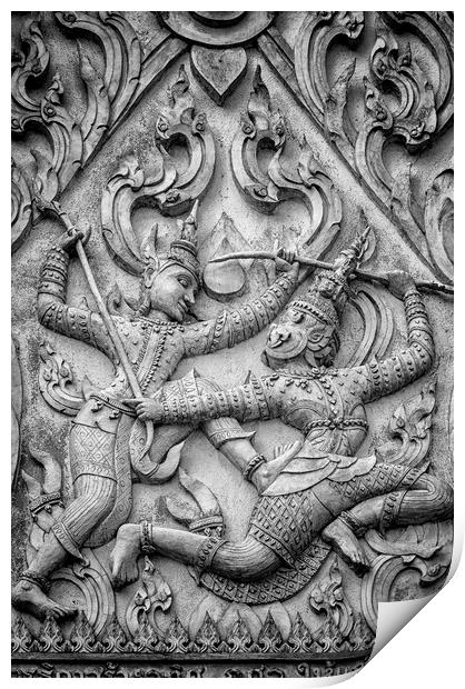 Phetchaburi Temple Stone Carving Print by Antony McAulay
