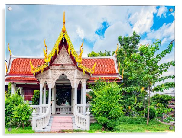Phetchaburi Temple Acrylic by Antony McAulay
