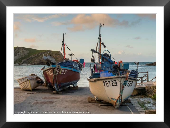 Fishing boats on Lulworth cove  Framed Mounted Print by Shaun Jacobs