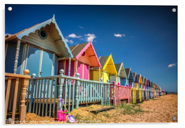 West Mersea Beach Hut Colour July 2016 Acrylic by matthew  mallett