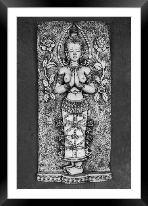 Thai Carving of Naked Goddess Framed Mounted Print by Antony McAulay