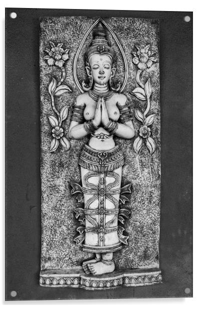 Thai Carving of Naked Goddess Acrylic by Antony McAulay