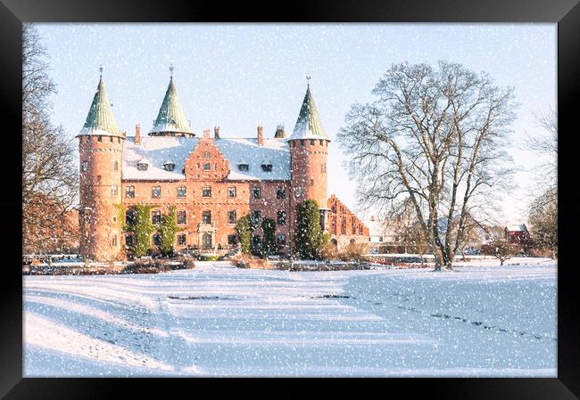 Trolleholm Castle in the Snow Framed Print by Antony McAulay