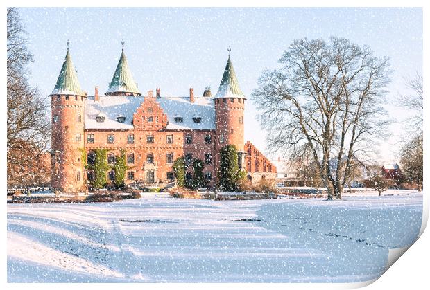 Trolleholm Castle in the Snow Print by Antony McAulay