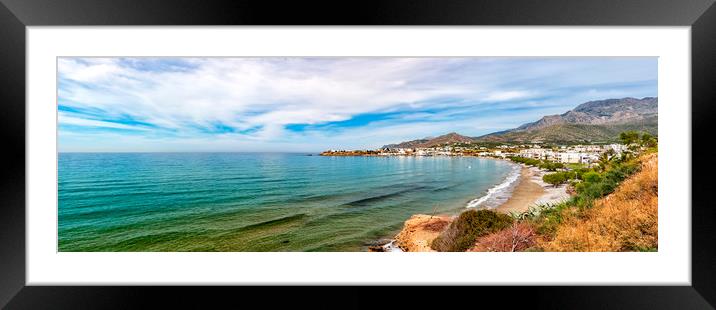 Makrygialos Beach Panorama Framed Mounted Print by Antony McAulay