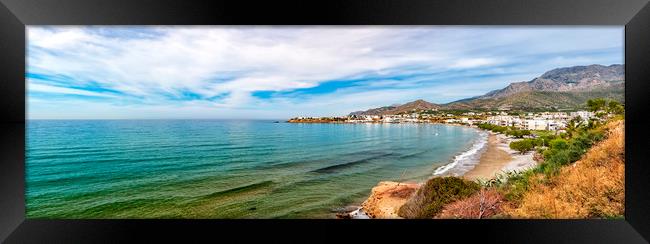 Makrygialos Beach Panorama Framed Print by Antony McAulay