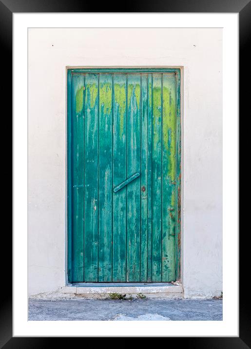 Weathered Green Door Framed Mounted Print by Antony McAulay