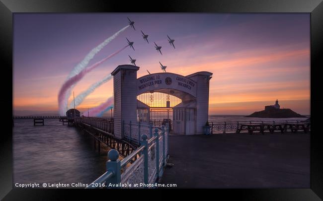 Red Arrows over Mumbles Pier. Framed Print by Leighton Collins