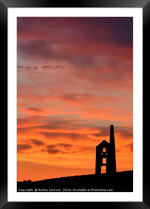 Cornish Sunset Framed Mounted Print by Ashley Jackson