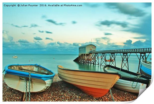 Selsey lifeboat station at sunset Print by Julian Paynter