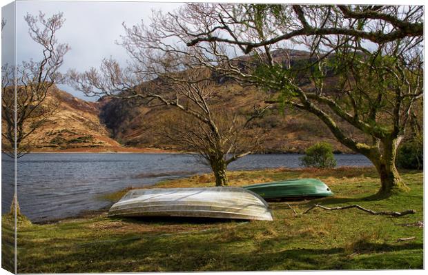 Boats by Loch Uisg, Mull Canvas Print by Jacqi Elmslie