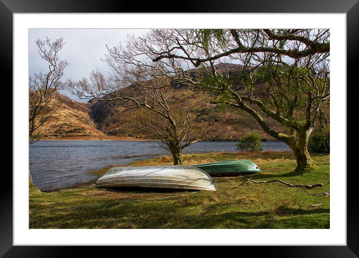 Boats by Loch Uisg, Mull Framed Mounted Print by Jacqi Elmslie