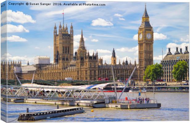 London River Thames with Big Ben Canvas Print by Susan Sanger