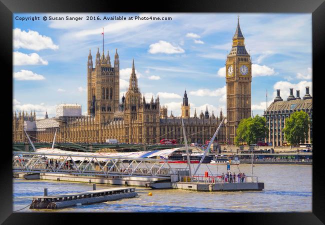 London River Thames with Big Ben Framed Print by Susan Sanger