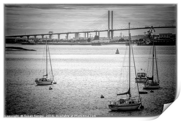 River Thames in Essex with Dartford Crossing Print by Susan Sanger