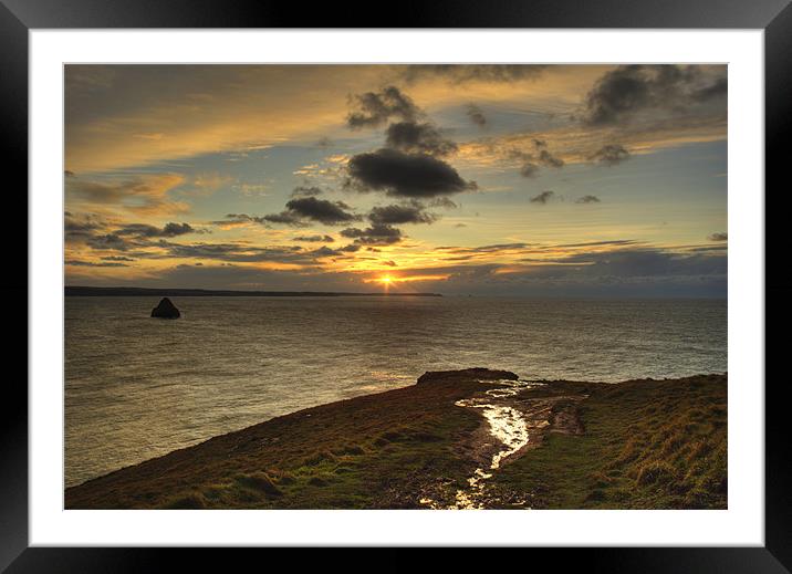 Penhallic Point Sunset Framed Mounted Print by David Wilkins