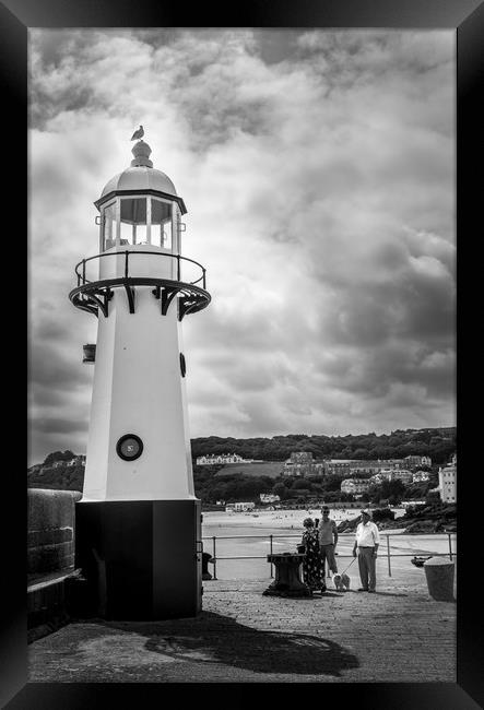 St Ives Lighthouse Framed Print by Tony Bishop