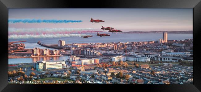 Red Arrows at Swansea Framed Print by Leighton Collins