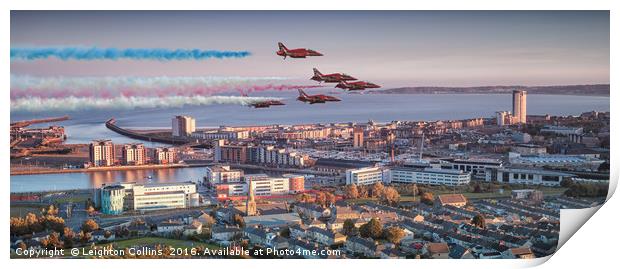 Red Arrows at Swansea Print by Leighton Collins