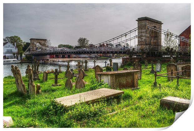 Marlow Bridge from All Saints Graveyard Print by Chris Day