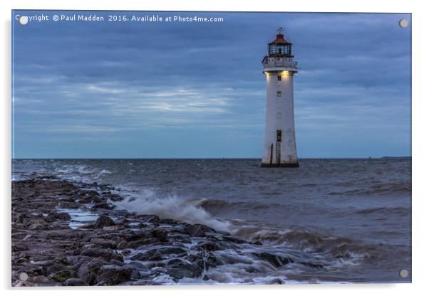 Lighthouse on the rocks Acrylic by Paul Madden
