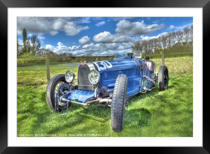 Bugatti Grand Prix Racing Car Framed Mounted Print by Catchavista 