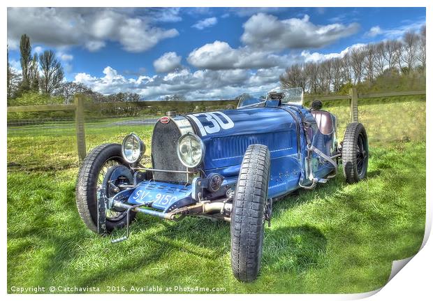 Bugatti Grand Prix Racing Car Print by Catchavista 