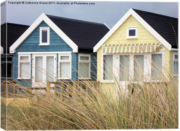 Beach Huts on Mudeford Spit Canvas Print by Catherine Fowler