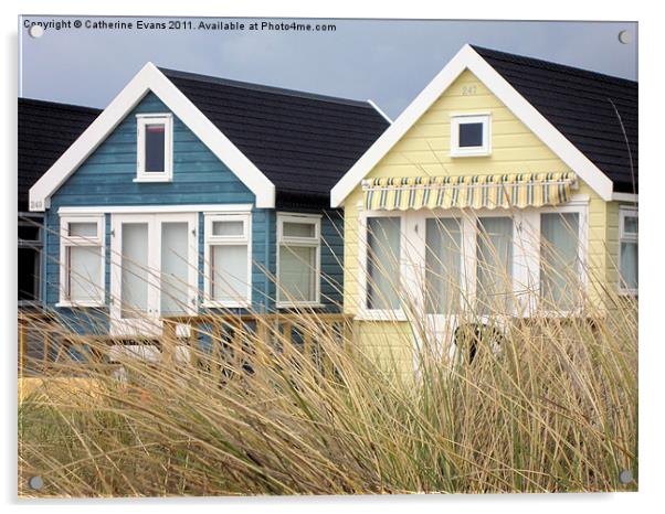 Beach Huts on Mudeford Spit Acrylic by Catherine Fowler
