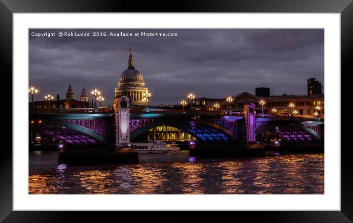 St Paul's Cathedral and Southwark bridge. Framed Mounted Print by Rob Lucas