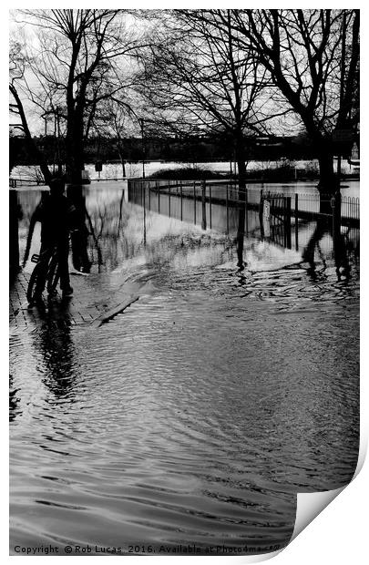 Flooded Tonbridge January 2014 Print by Rob Lucas
