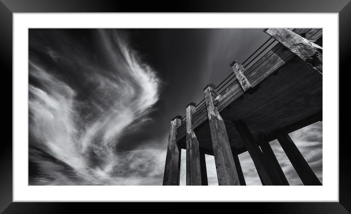 Wooden Jetty and the London Summer Sky Framed Mounted Print by John Williams
