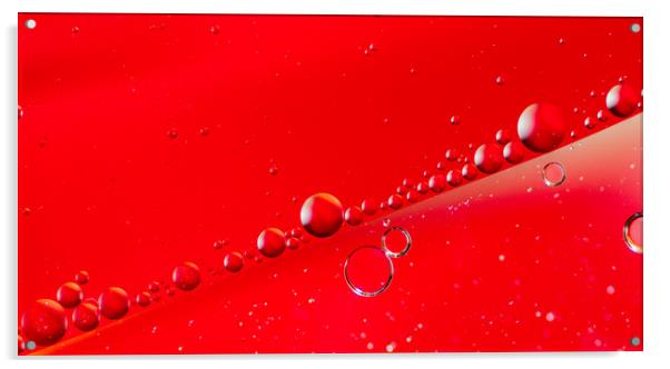Oil on Water Red and Silver Bubble Abstract Acrylic by John Williams