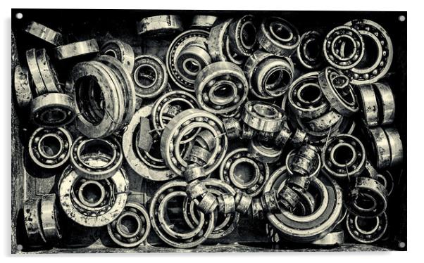 Pile of Old Rusty Ball Bearing Wheels Acrylic by John Williams