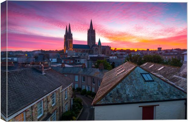 Three Spires At Dawn Canvas Print by Michael Brookes