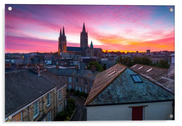 Three Spires At Dawn Acrylic by Michael Brookes