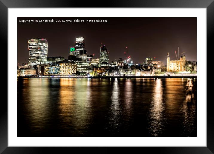 London at Night Framed Mounted Print by Len Brook