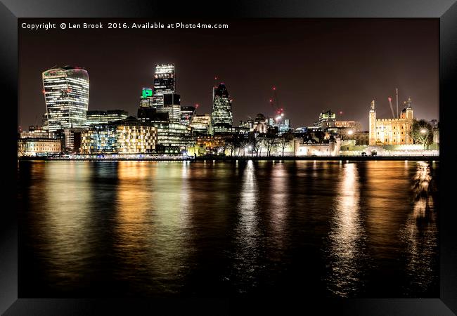 London at Night Framed Print by Len Brook