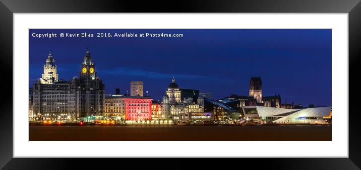 Liverpool's Illuminated Waterfront Spectacle Framed Mounted Print by Kevin Elias
