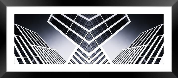Modern High Rise Glass Building Mono Stark Framed Mounted Print by John Williams
