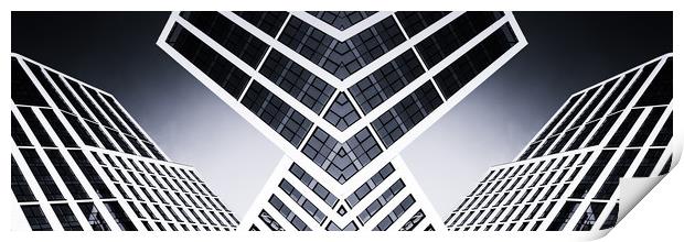 Modern High Rise Glass Building Mono Stark Print by John Williams