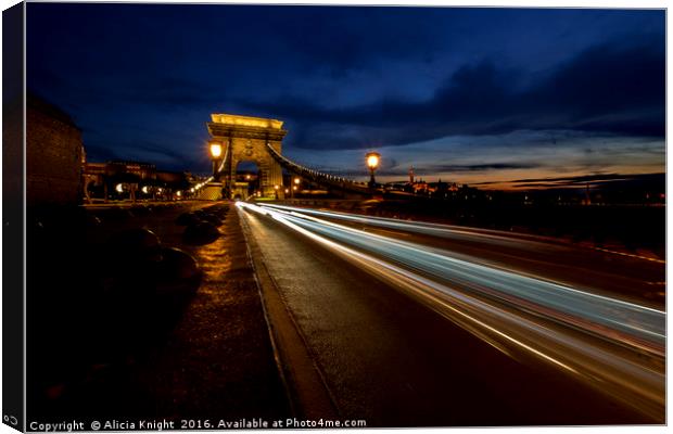 Light trail of budapest  Canvas Print by Alicia Knight