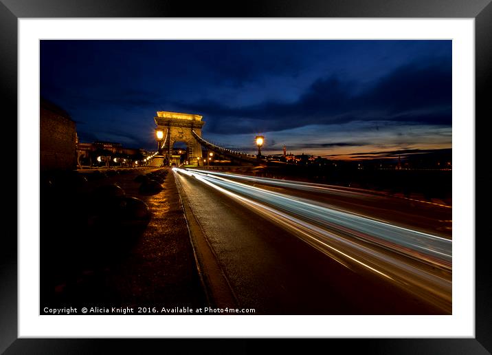 Light trail of budapest  Framed Mounted Print by Alicia Knight