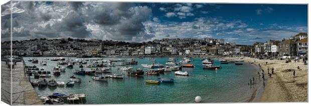 St Ives Harbour Cornwall stormy skies Canvas Print by Andy Smith
