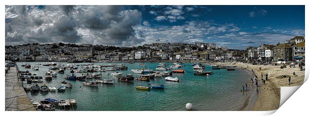 St Ives Harbour Cornwall stormy skies Print by Andy Smith