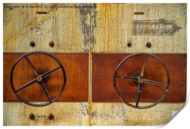 rusty wheels Print by Jo Beerens
