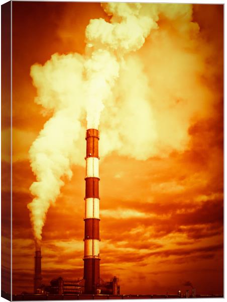 Global Warming Chimney Stack Emissions Canvas Print by John Williams